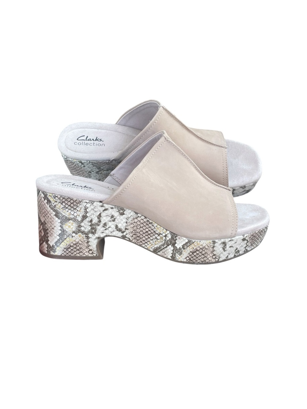 Clark’s Nerisa Vine Wedge, Leather Upper, Snakeskin Detail, Size 11, NWT